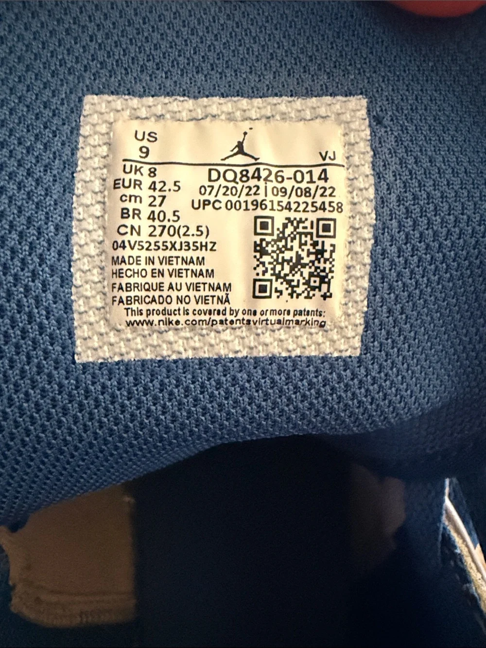 Size 9 Air Jordan 1 Mid ‘Cement True Blue’